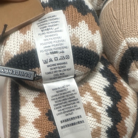 BURBERRY BABY BEIGE FAIR ISLE WOOL THOMAS TEDDY BEAR TAN AND BROWN PATTERNED NWT - Picture 16 of 17